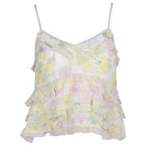 LoveShackFancy Floral Ruffle Sheer Tiered Camisole Napoli Chiffon Size 4